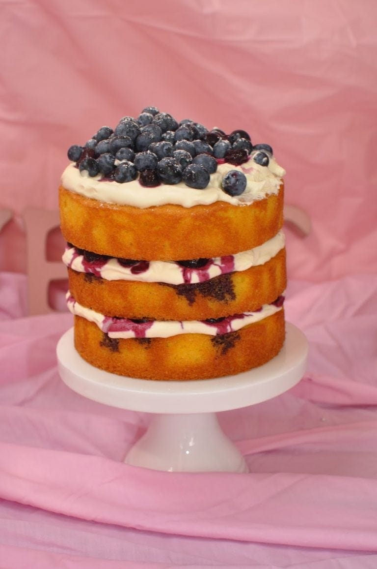 Victoria Sponge Cake with Blueberry Compote
